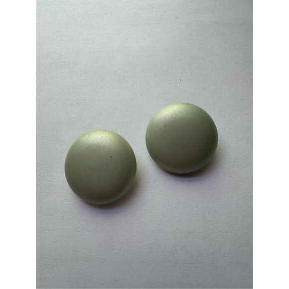 80s Vintage Womens Chunky Round Green Clip On Earrings Chic Minimalist Retro 90s - Picture 2 of 4